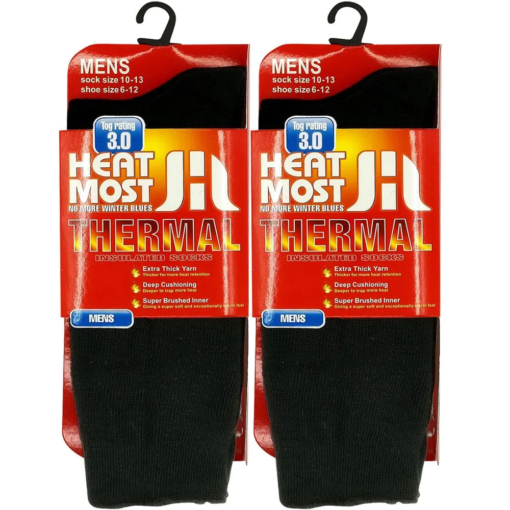 2 PK Mens Winter Heated Heat Warm Boot Heavy Duty Thermal Socks Size 10-13