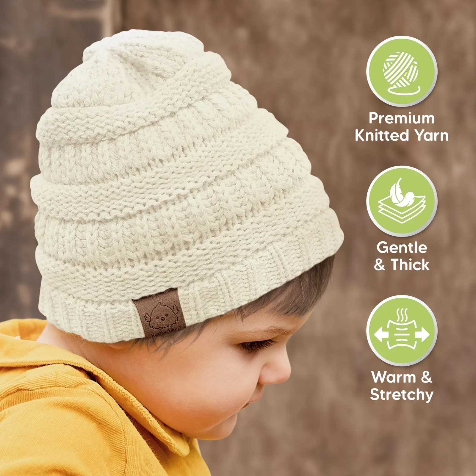 3-Pack Warmzy Baby Beanies (Pale, M)