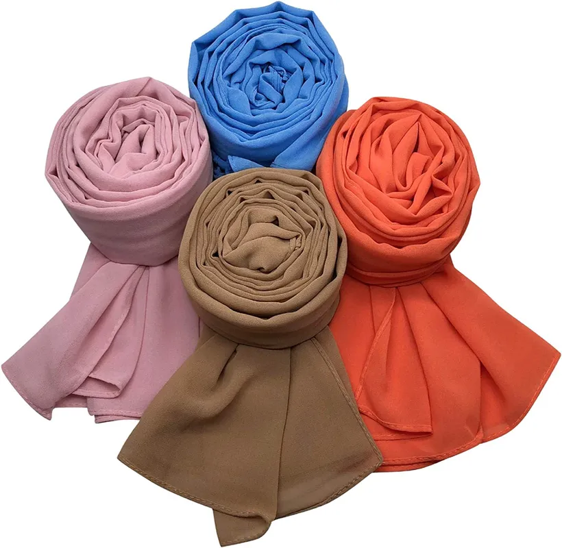 4 Pack Women's Soft Chiffon Scarves