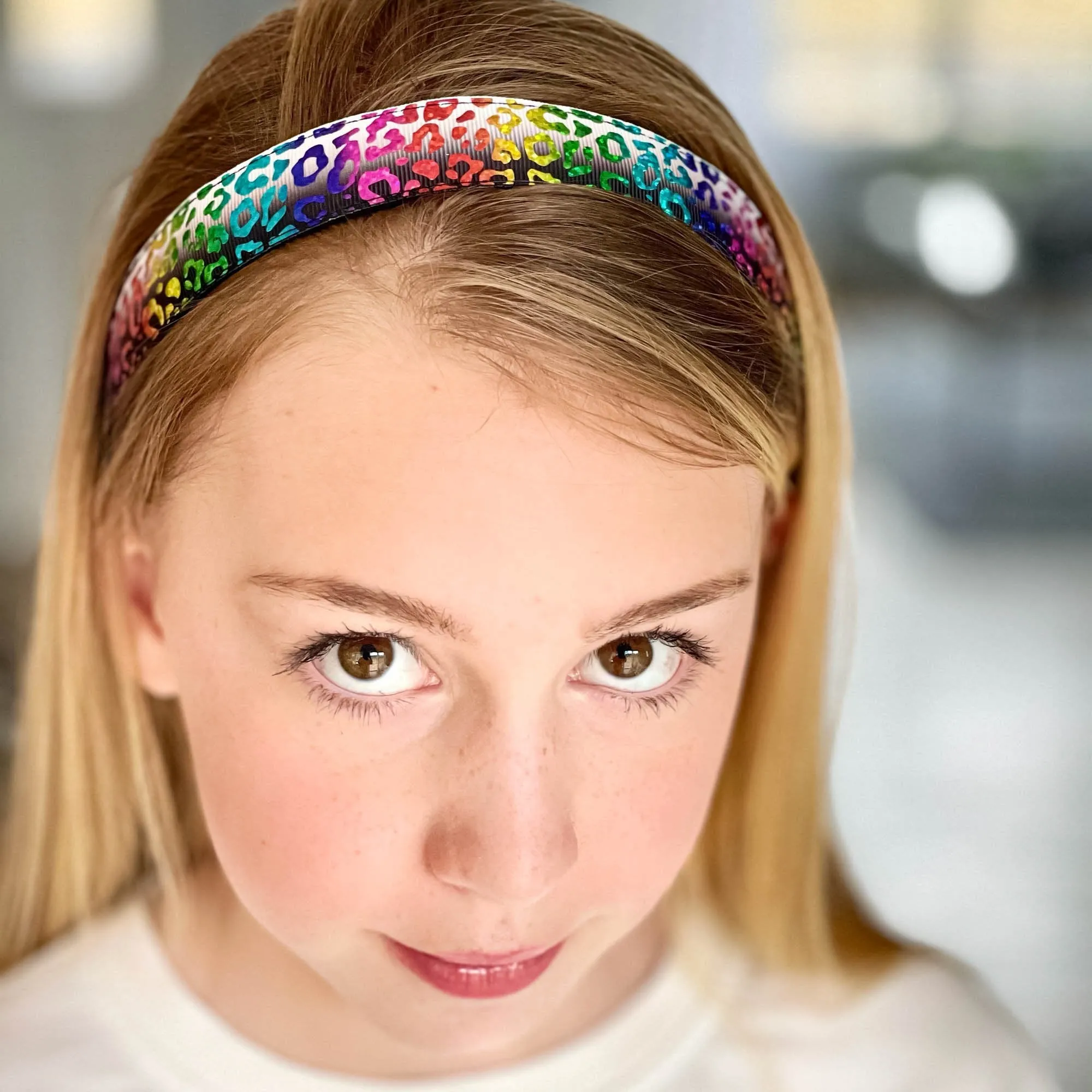 Adjustable No Slip Metallic Print Headband - Cheetah