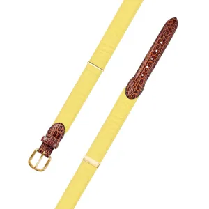 Adjustable Yellow Grosgrain Belt with Embossed Calf Tabs