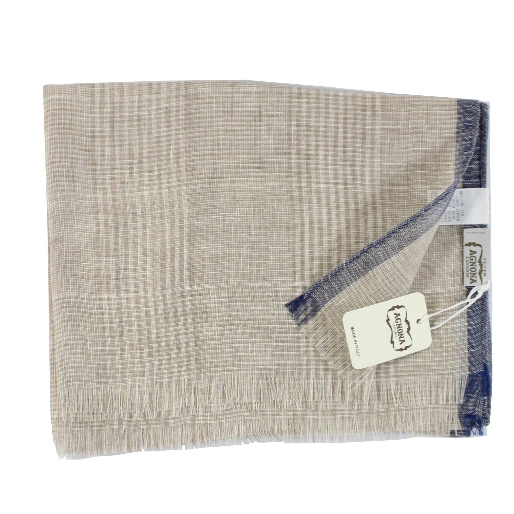 Agnona Scarf Beige Plaid Design - Luxury Linen Shawl DAILY DEAL - FINAL SALE