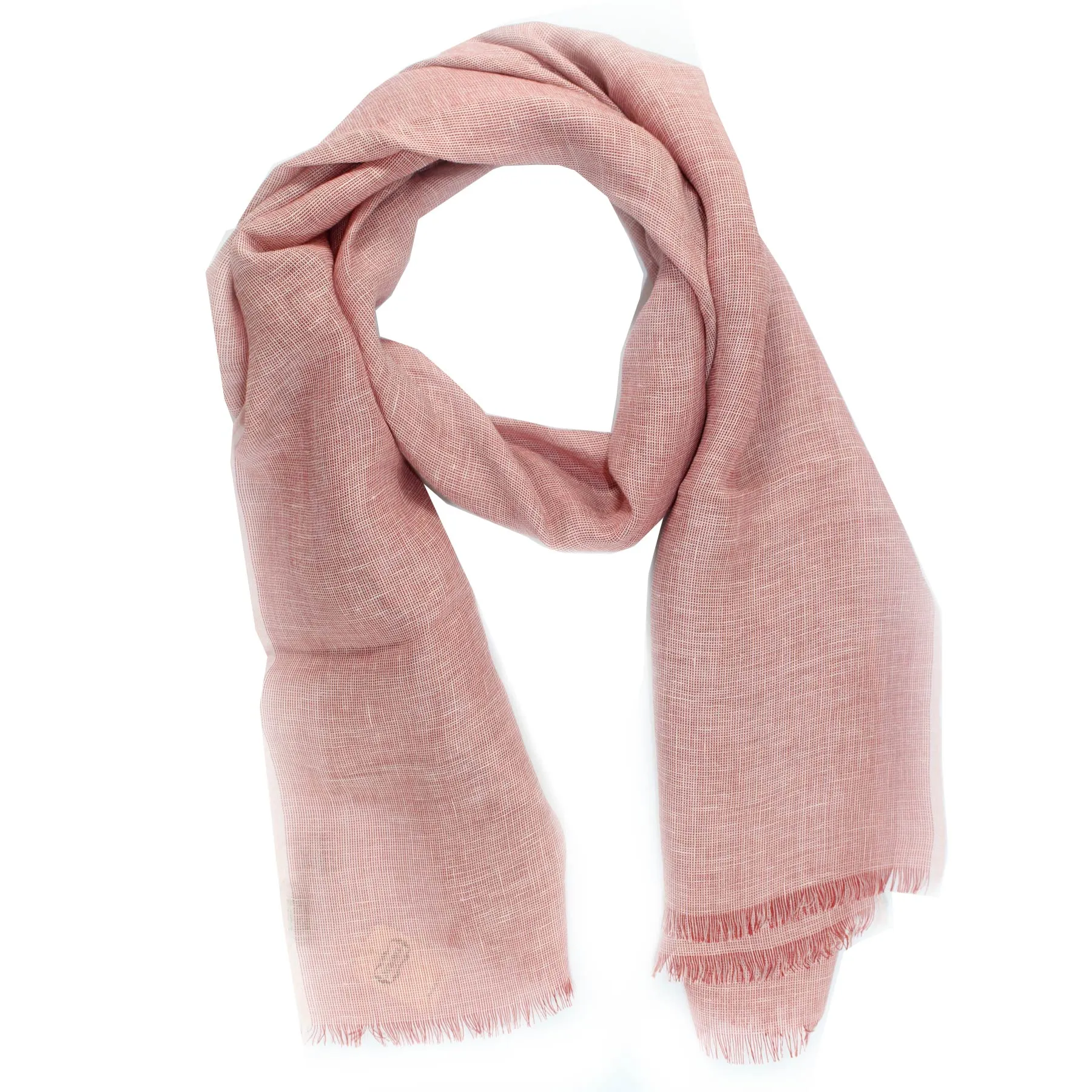 Agnona Scarf Red Light Gray Design - Luxury Linen Shawl SALE