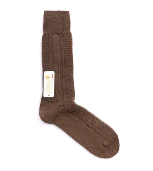 Anonymous Ism Wool Cashmere Links Crew Socks: Brown