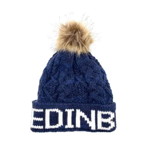 Aran Diamond Cable Edinburgh Pom Pom Hat