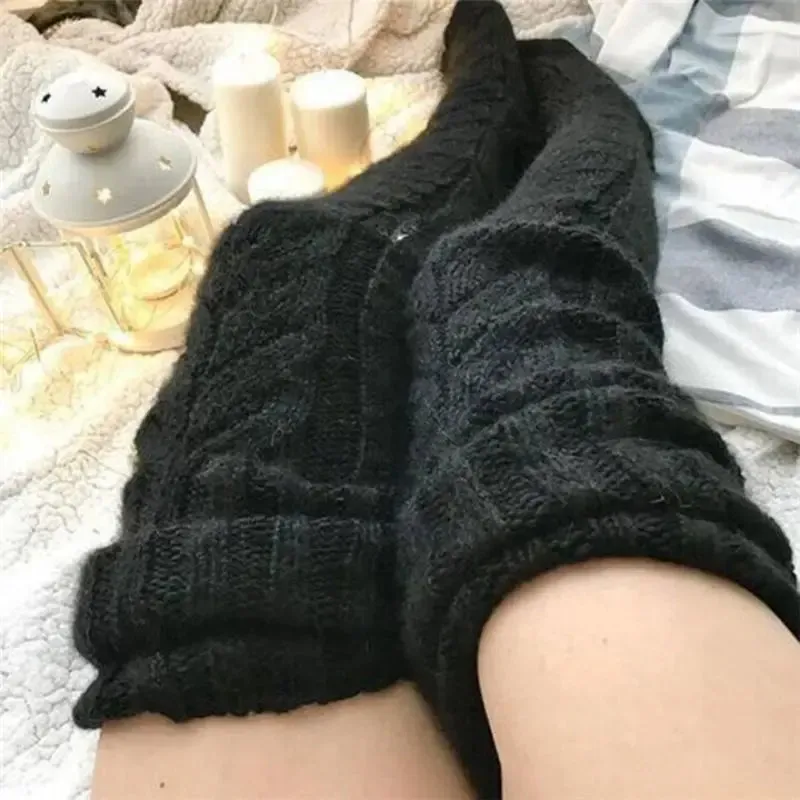 Ashore Shop Warm Over Knee Extra Long Knitted Socks Fashionable and warm long socks for women Sexy Over Knee Long Boot Warm Stockings