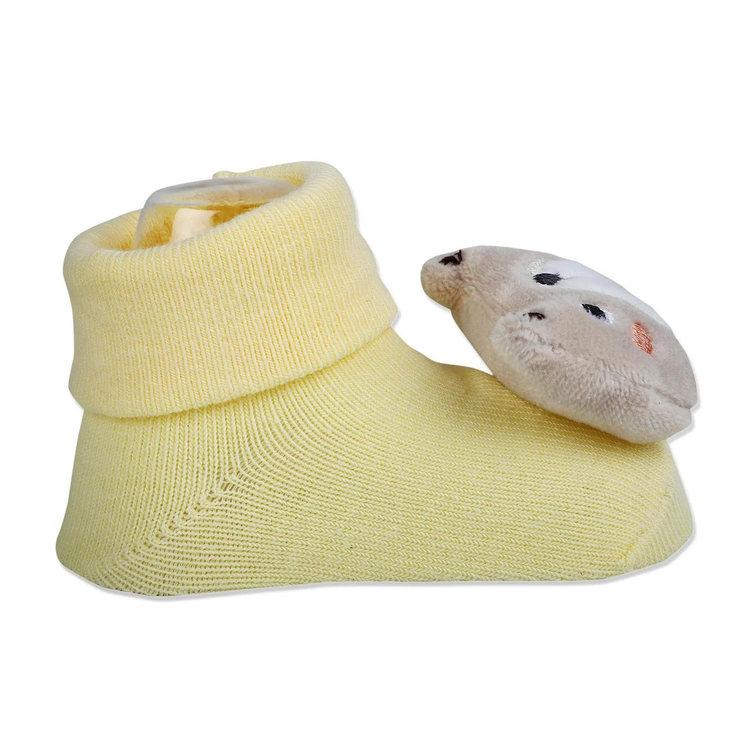 Baby Moo Doggy Cotton Anti-Skid 3D Socks - Yellow