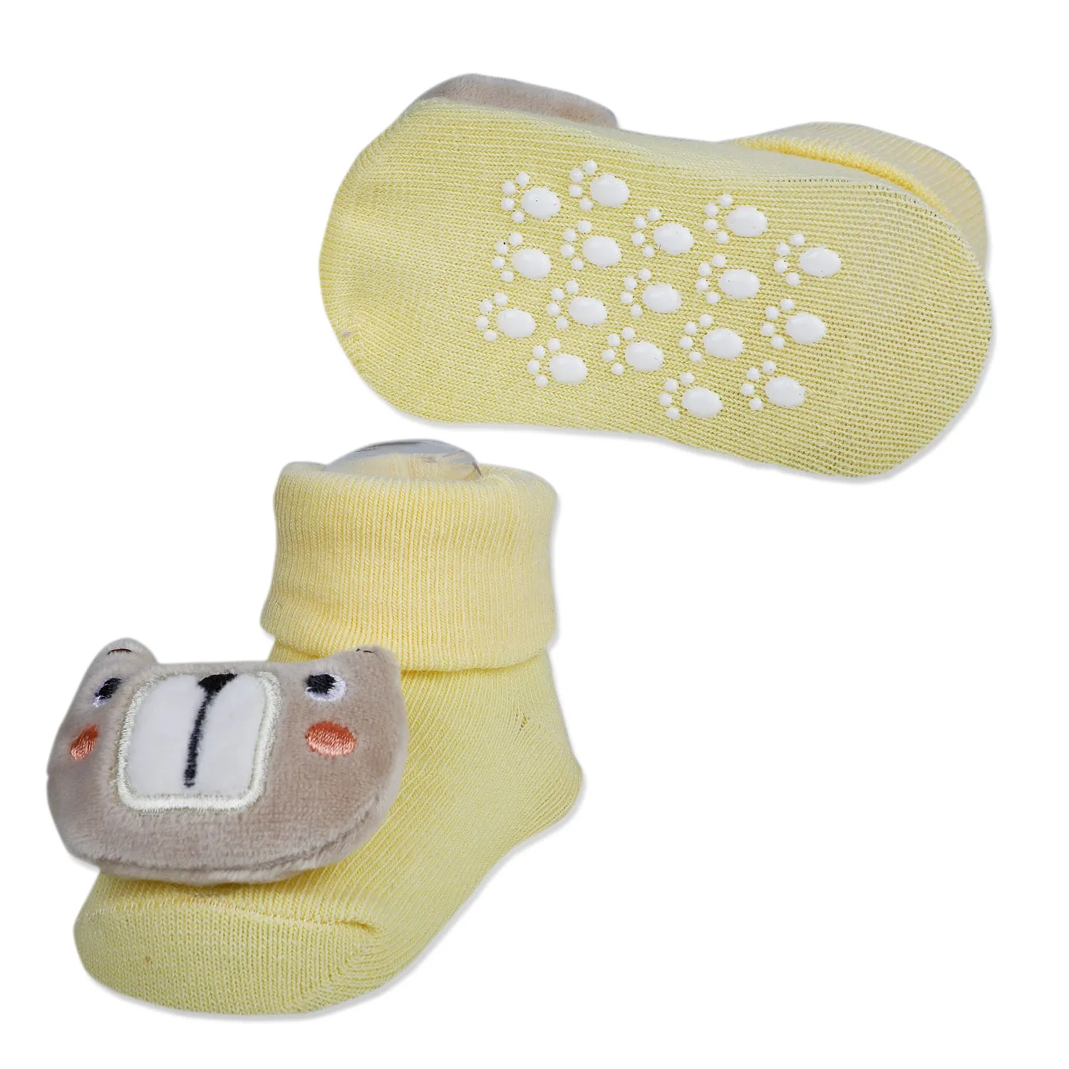 Baby Moo Doggy Cotton Anti-Skid 3D Socks - Yellow