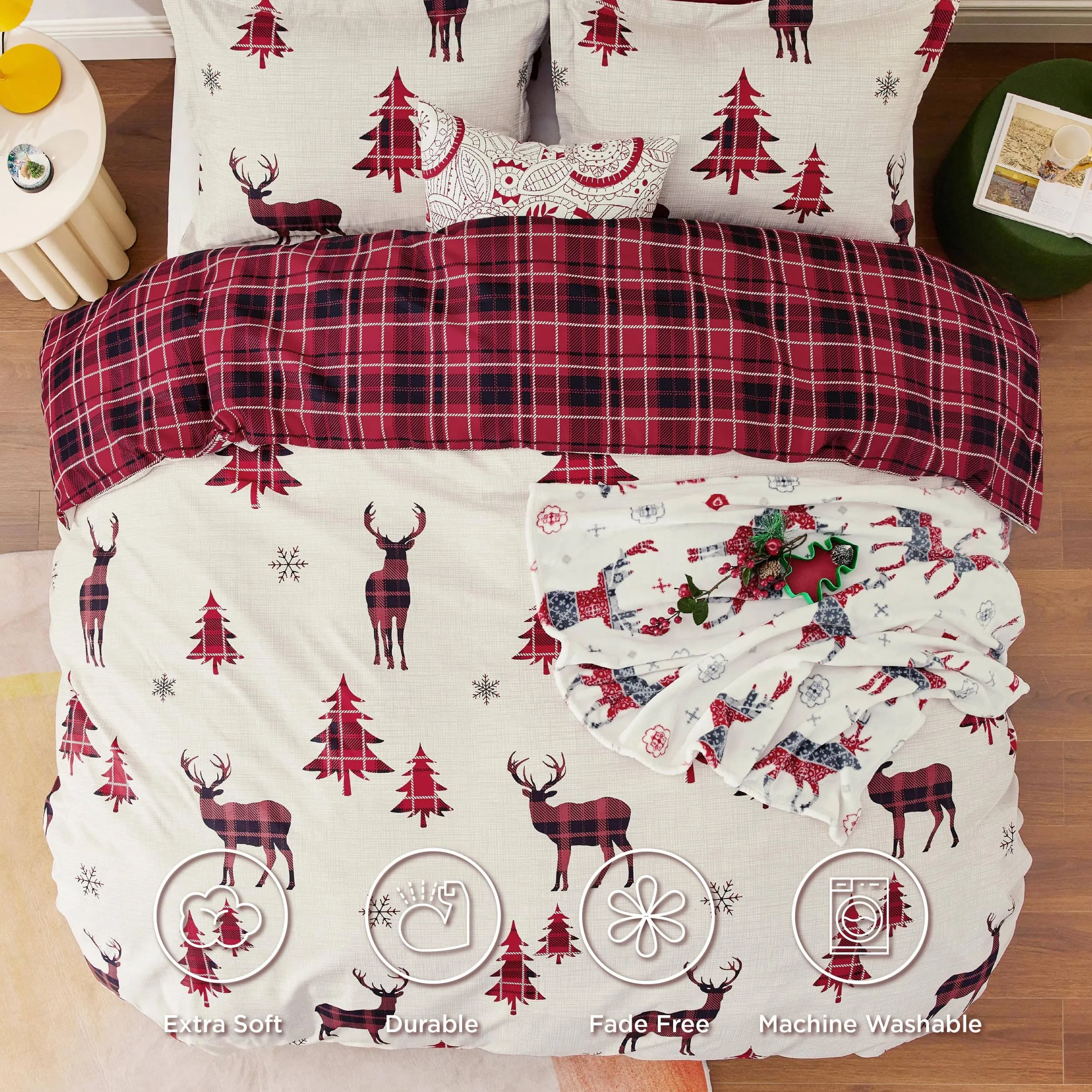 Bedsure Christmas Reindeer Duvet Cover Set