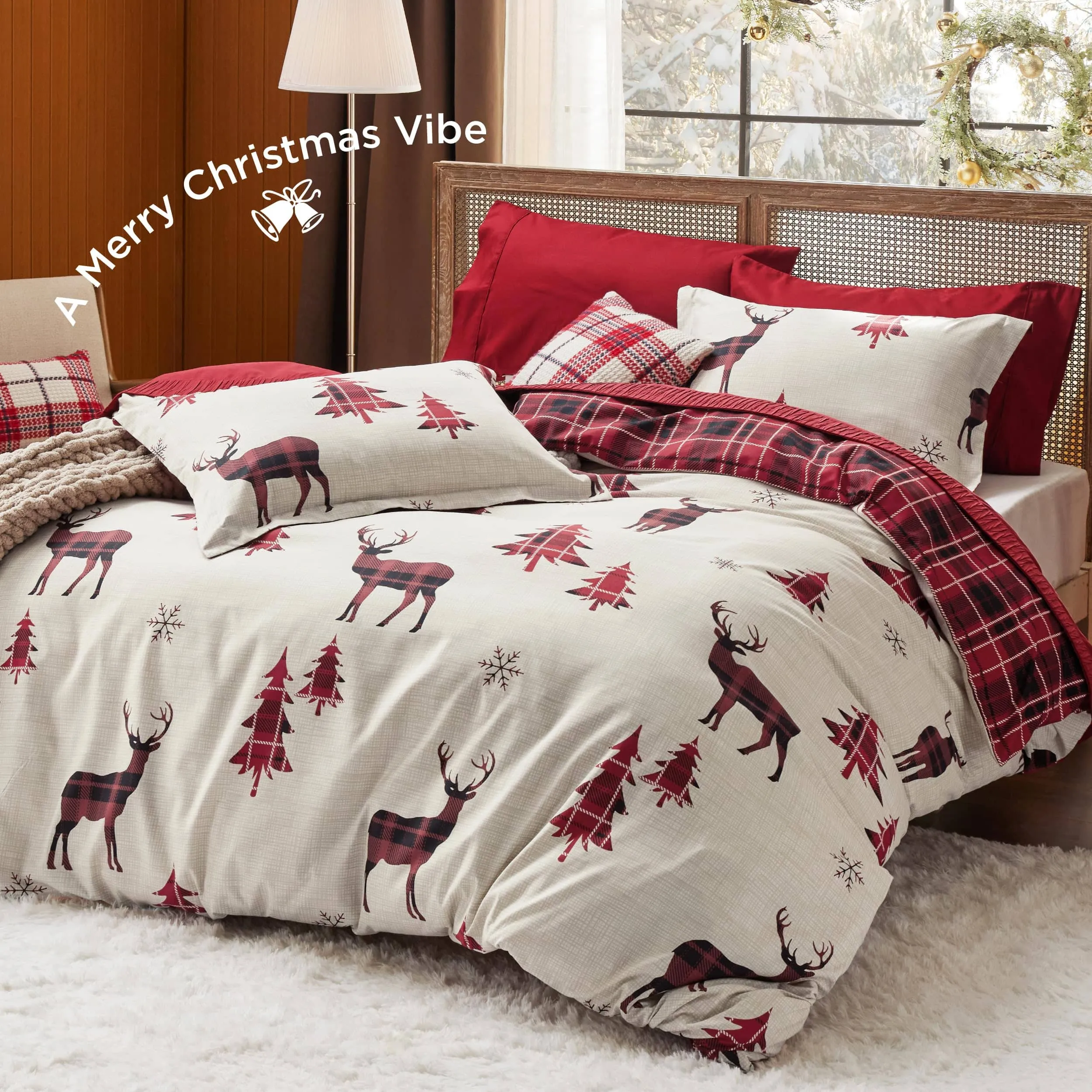 Bedsure Christmas Reindeer Duvet Cover Set