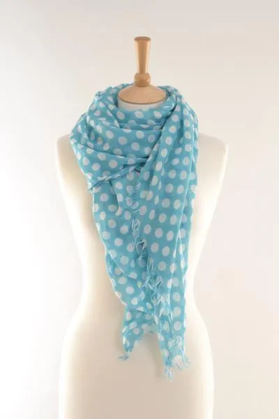 Blue Aqua Dots Print Scarf