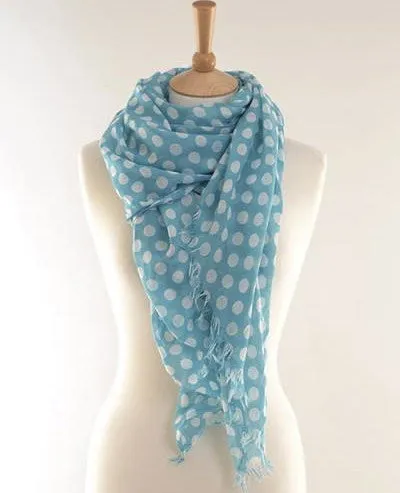 Blue Aqua Dots Print Scarf