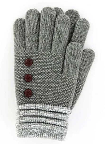 Britt's Knits Gray Ultra Soft Button Accent Gloves