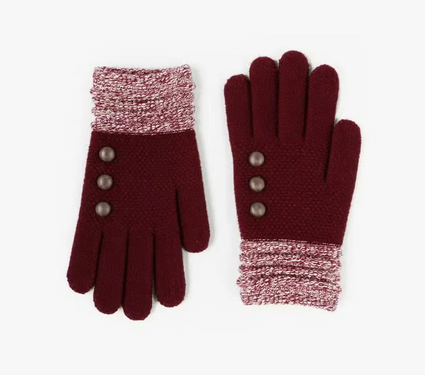 Britt's Knits Wine Ultra Soft Button Accent Gloves