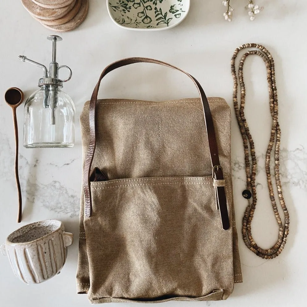 Canvas Apron with Leather Ties