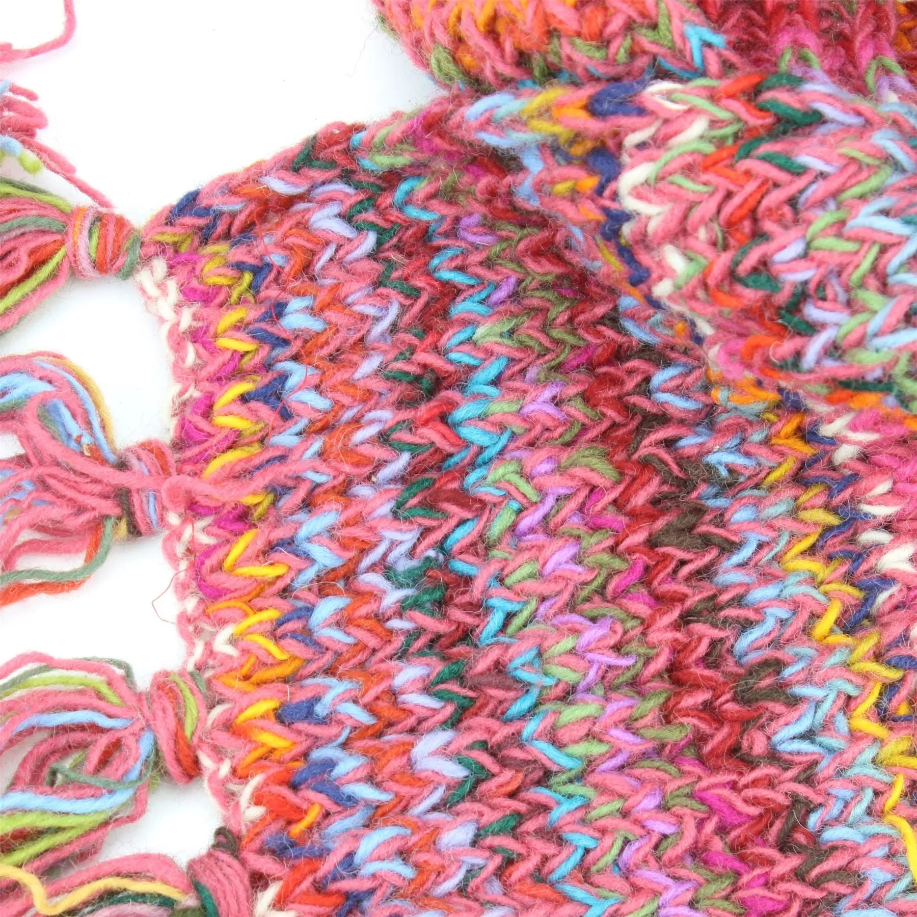 Chunky Wool Knit Scarf - Space Dye - Pink