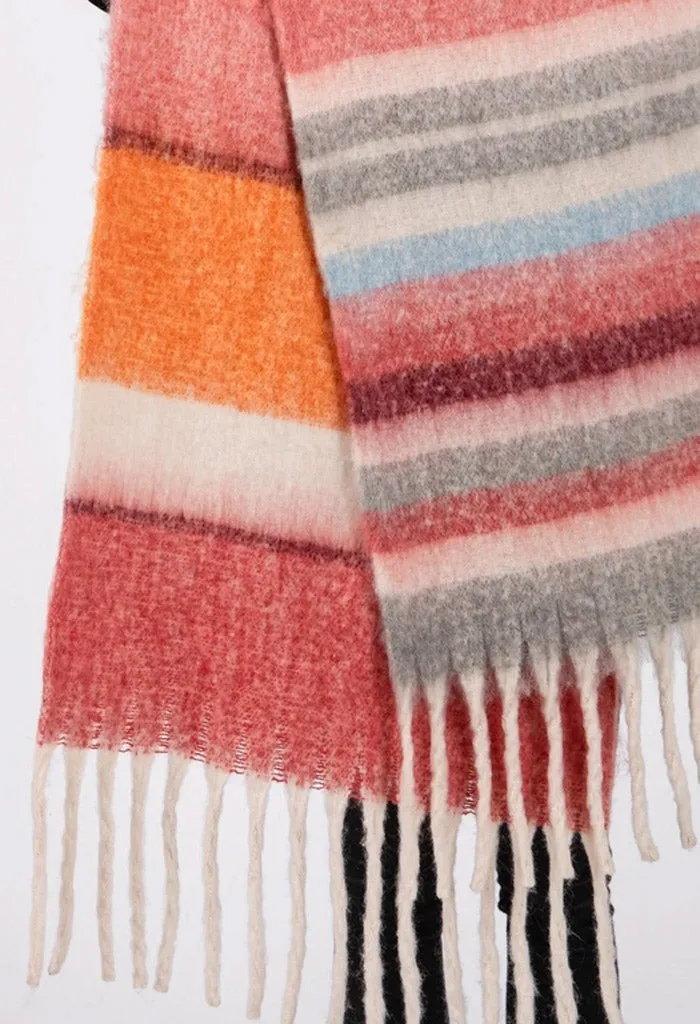 Claudia Stripe Scarf-Burgundy