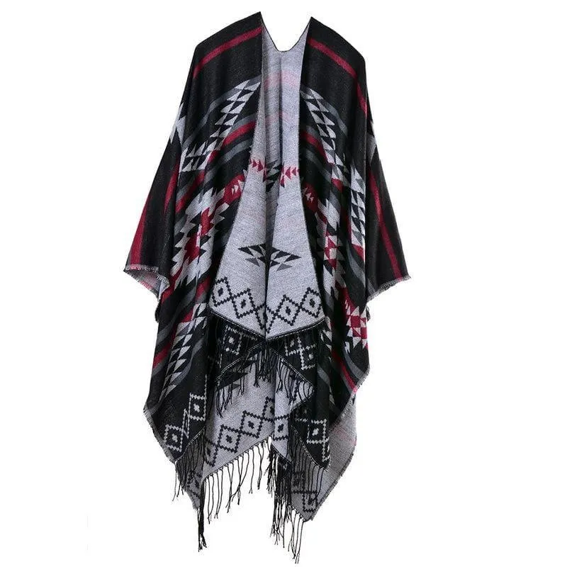 Colorful Winter Ponchos Shawl Cashmere Scarf