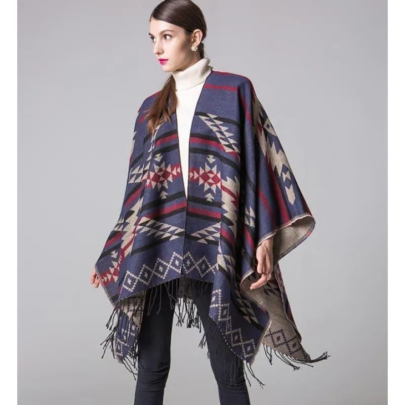 Colorful Winter Ponchos Shawl Cashmere Scarf