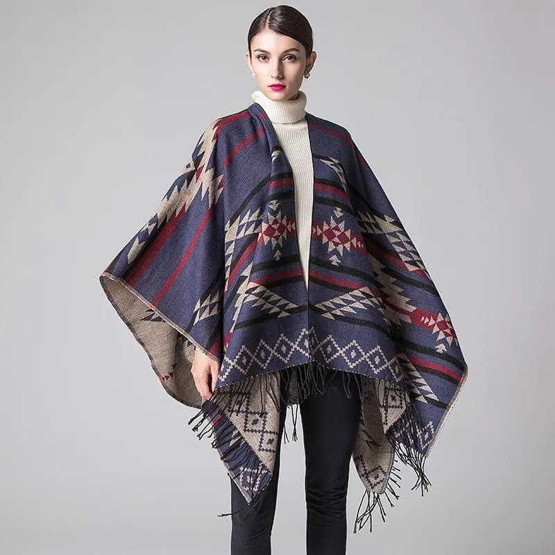 Colorful Winter Ponchos Shawl Cashmere Scarf