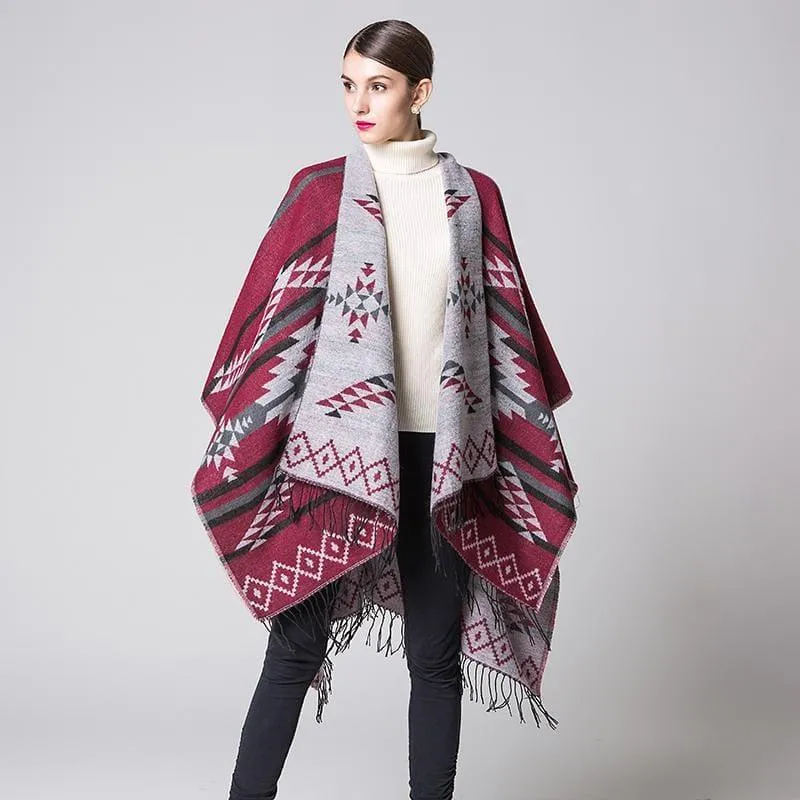 Colorful Winter Ponchos Shawl Cashmere Scarf