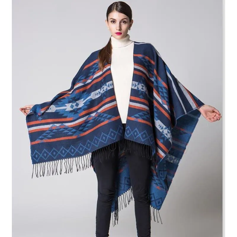 Colorful Winter Ponchos Shawl Cashmere Scarf