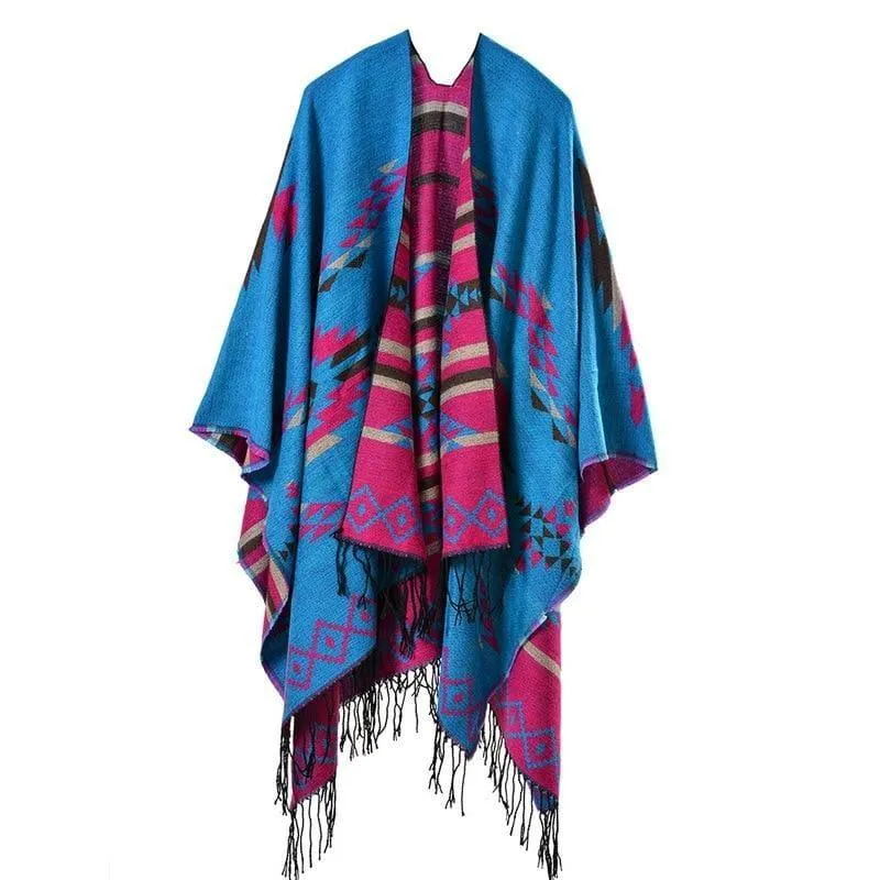 Colorful Winter Ponchos Shawl Cashmere Scarf