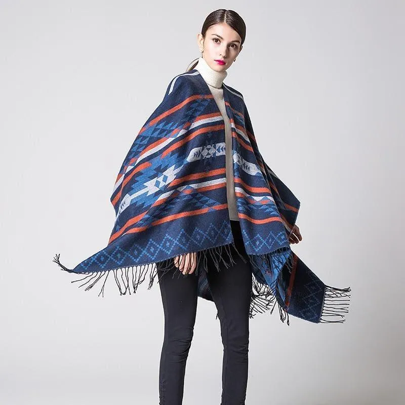 Colorful Winter Ponchos Shawl Cashmere Scarf