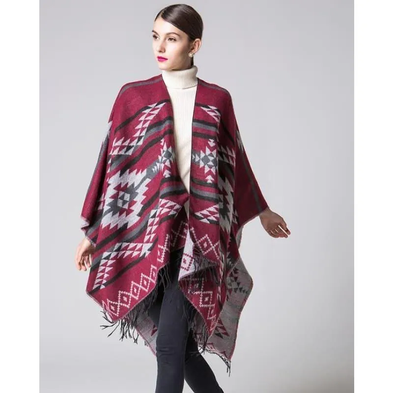 Colorful Winter Ponchos Shawl Cashmere Scarf