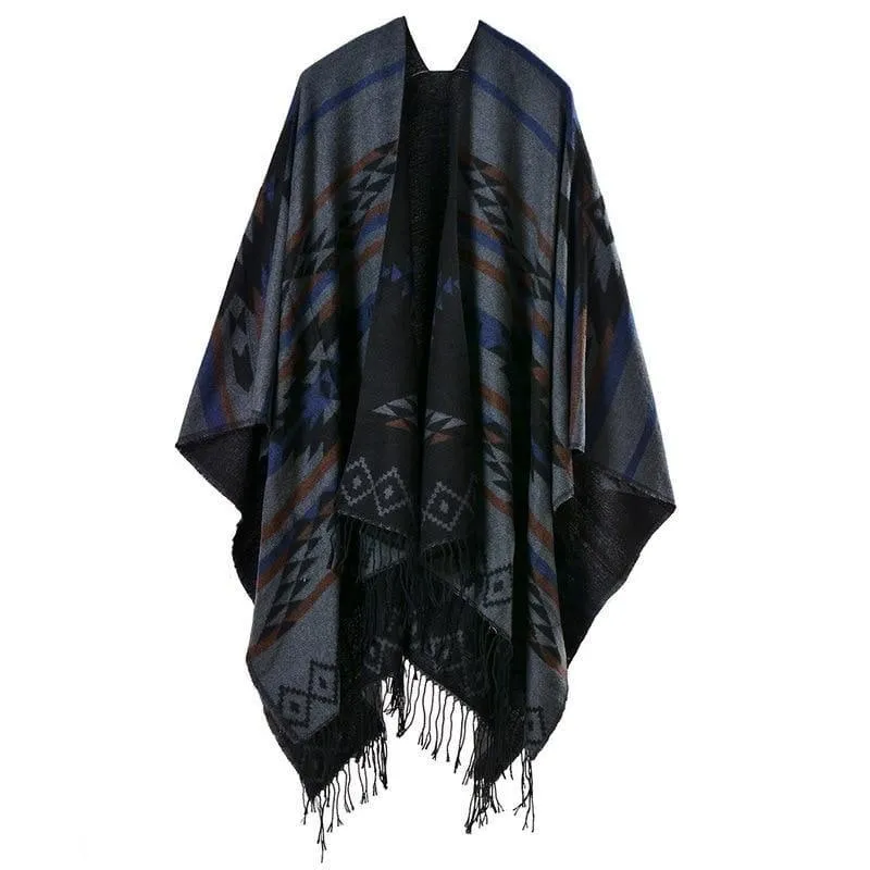 Colorful Winter Ponchos Shawl Cashmere Scarf