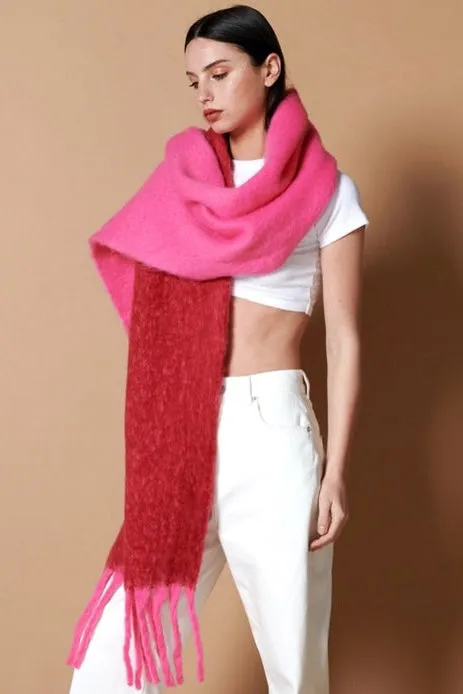 COLOUR BLOCK TWO TONE FLUFFY SCARF