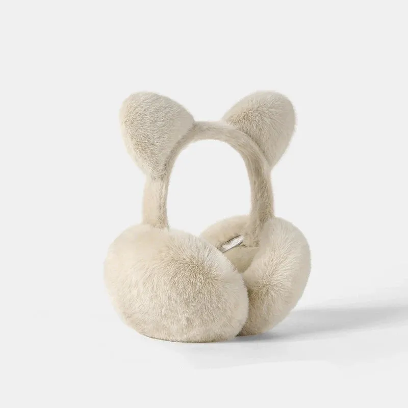 Cute Cat Ears Plush Earmuffs - Warm & Foldable Winter Ear Protectors