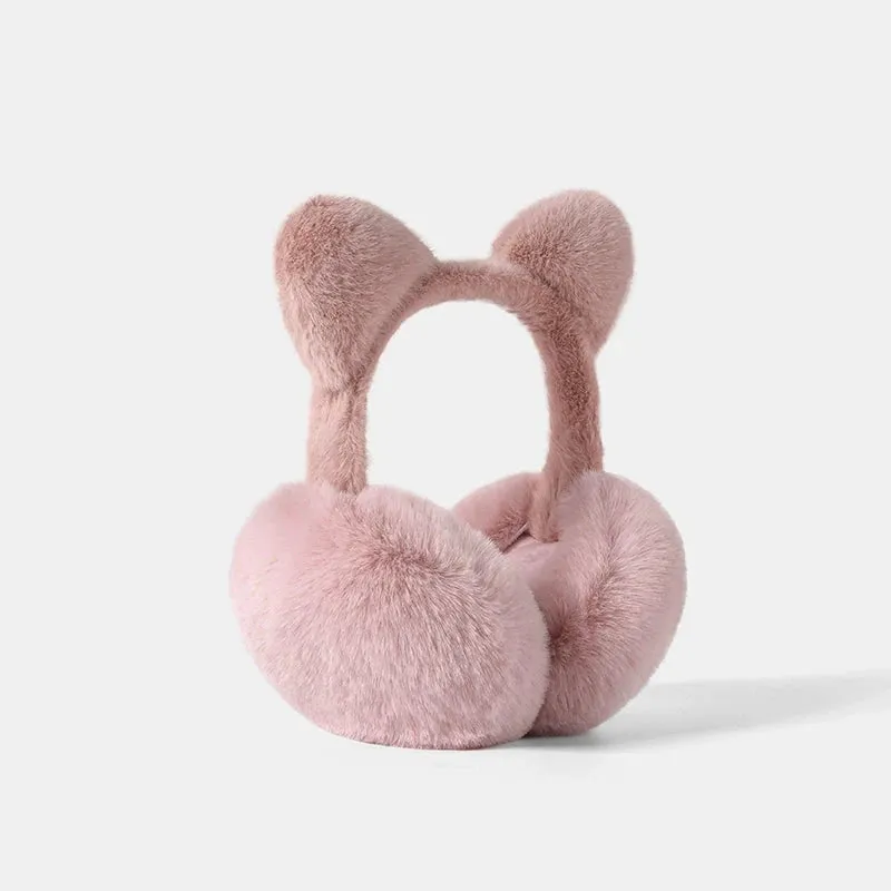 Cute Cat Ears Plush Earmuffs - Warm & Foldable Winter Ear Protectors