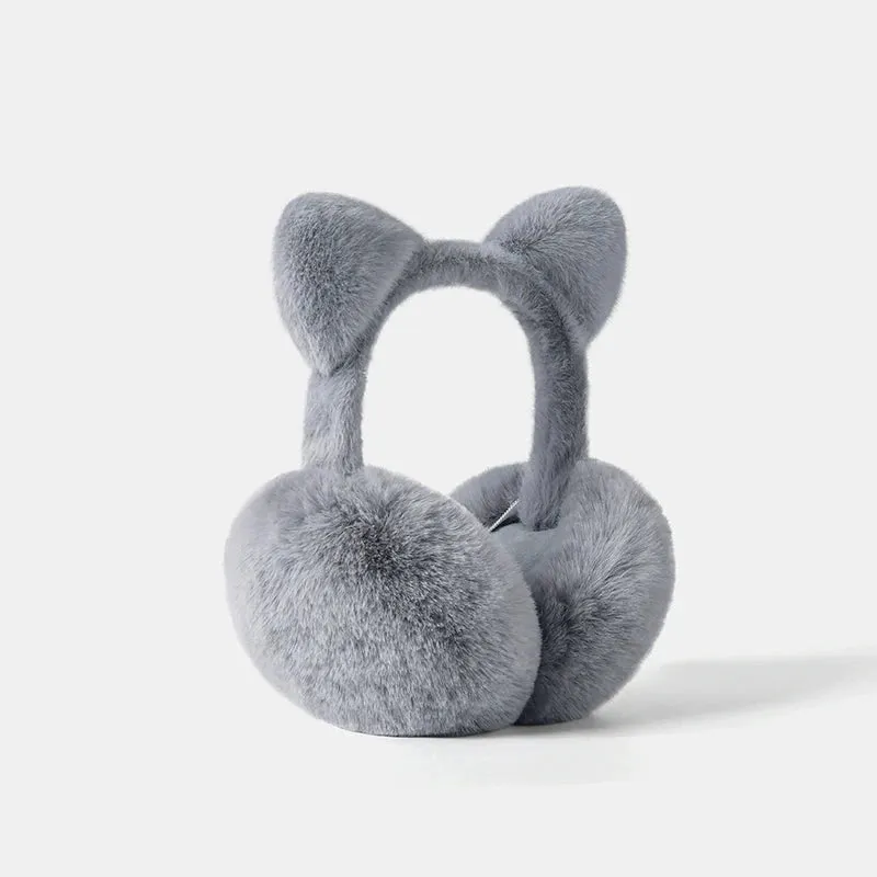 Cute Cat Ears Plush Earmuffs - Warm & Foldable Winter Ear Protectors