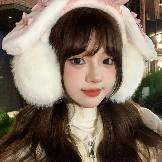 Cute Rabbit Ear Earmuffs  Warm Winter Cold Protection