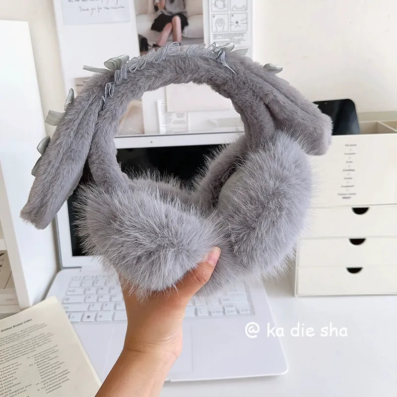 Cute Rabbit Ear Earmuffs  Warm Winter Cold Protection