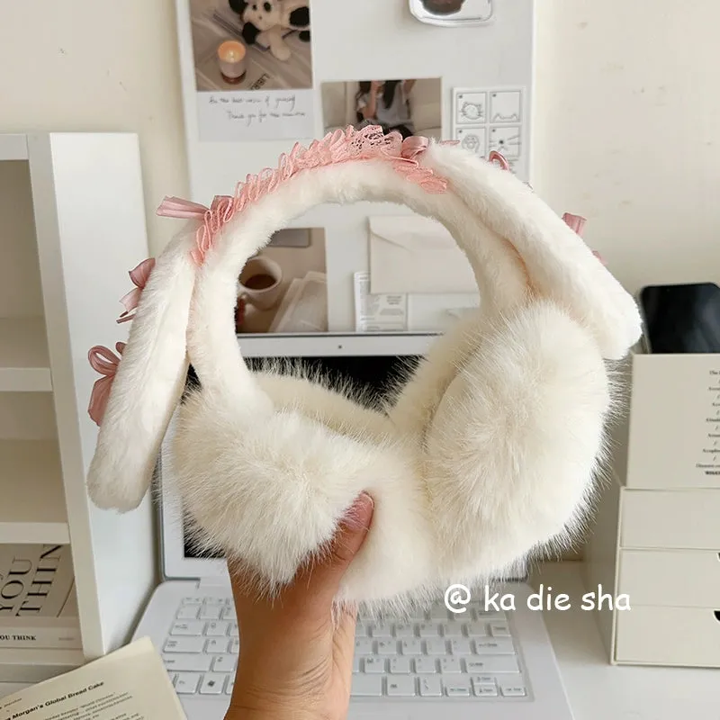 Cute Rabbit Ear Earmuffs  Warm Winter Cold Protection