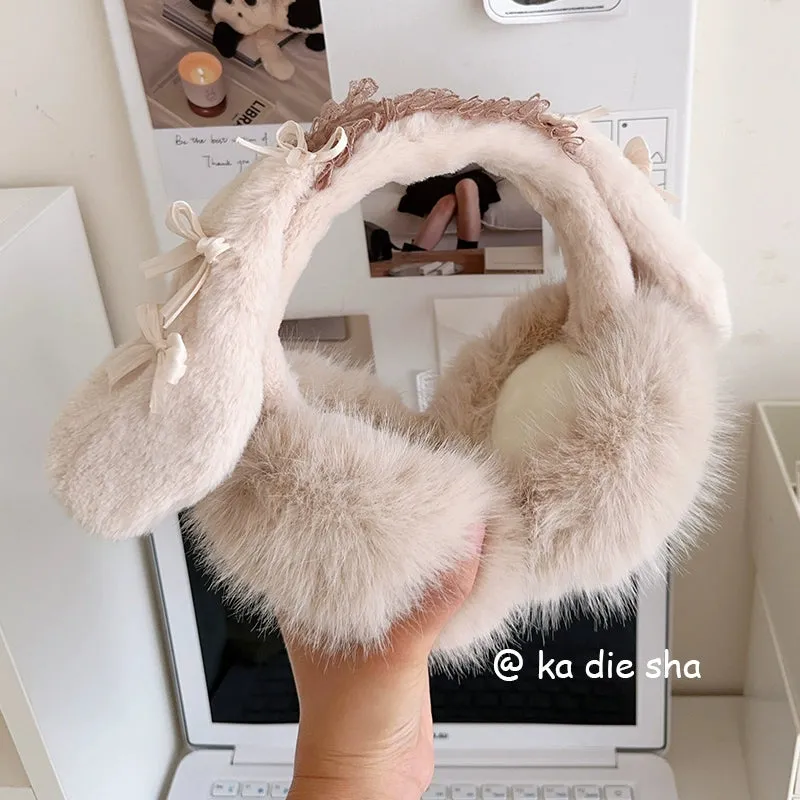 Cute Rabbit Ear Earmuffs  Warm Winter Cold Protection