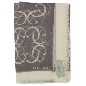 Elie Saab Scarf Mauve Gray Signature Logo Initials - Extra Large Square Wool Wrap