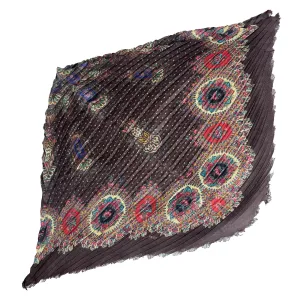 Etro Scarf Brown Pleated Wool Shawl SALE