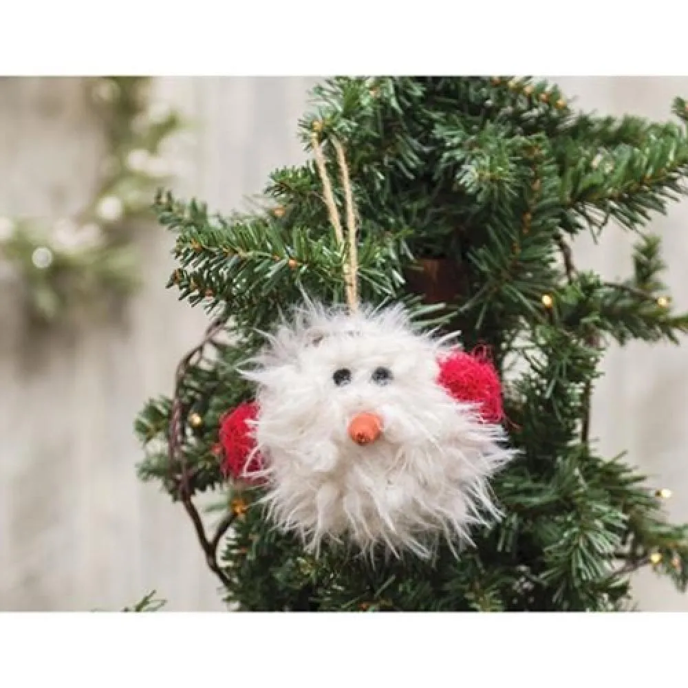 *Furry Snowman w/Earmuffs Ornament