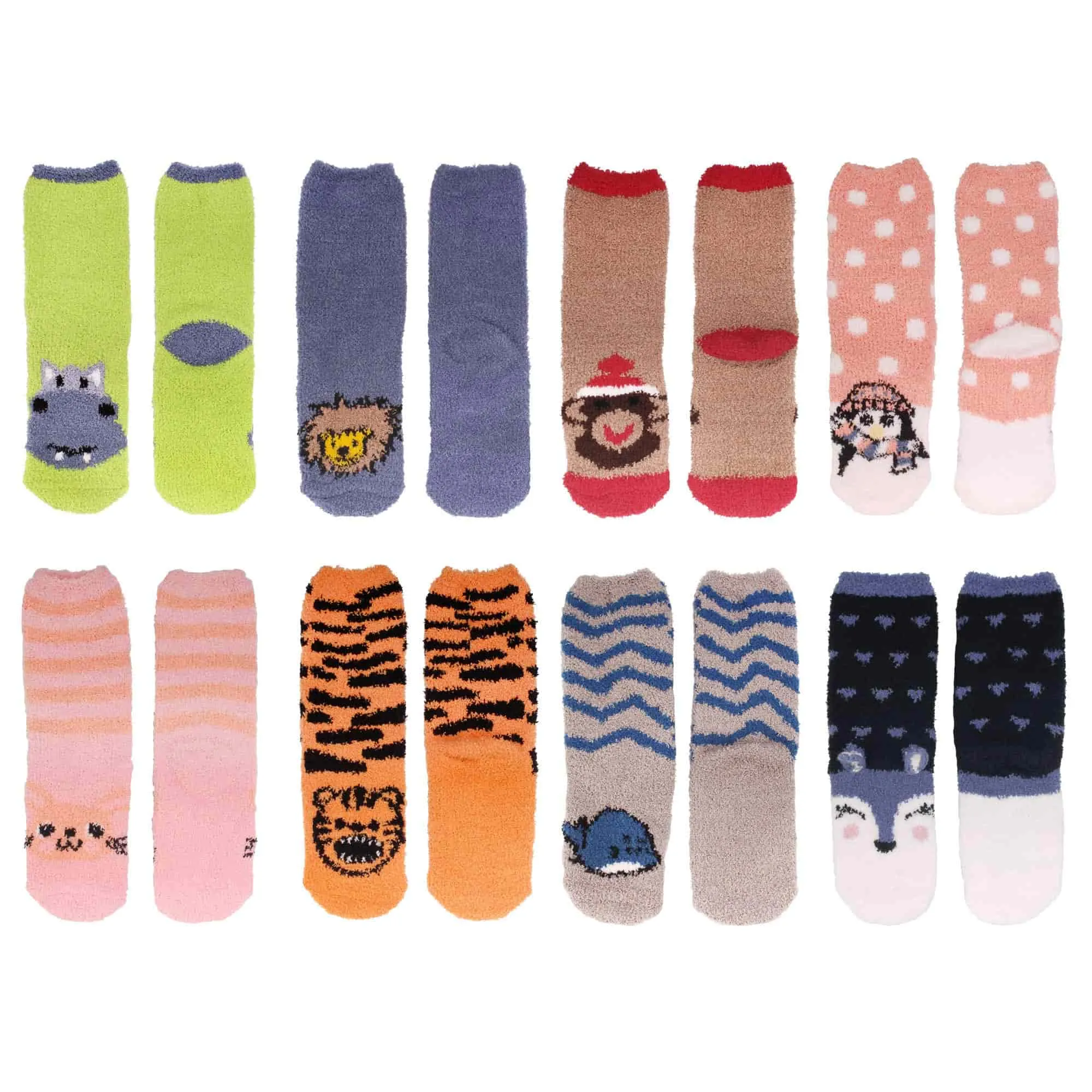 Fuzzy Cozy Microfiber Animal Socks Assortment