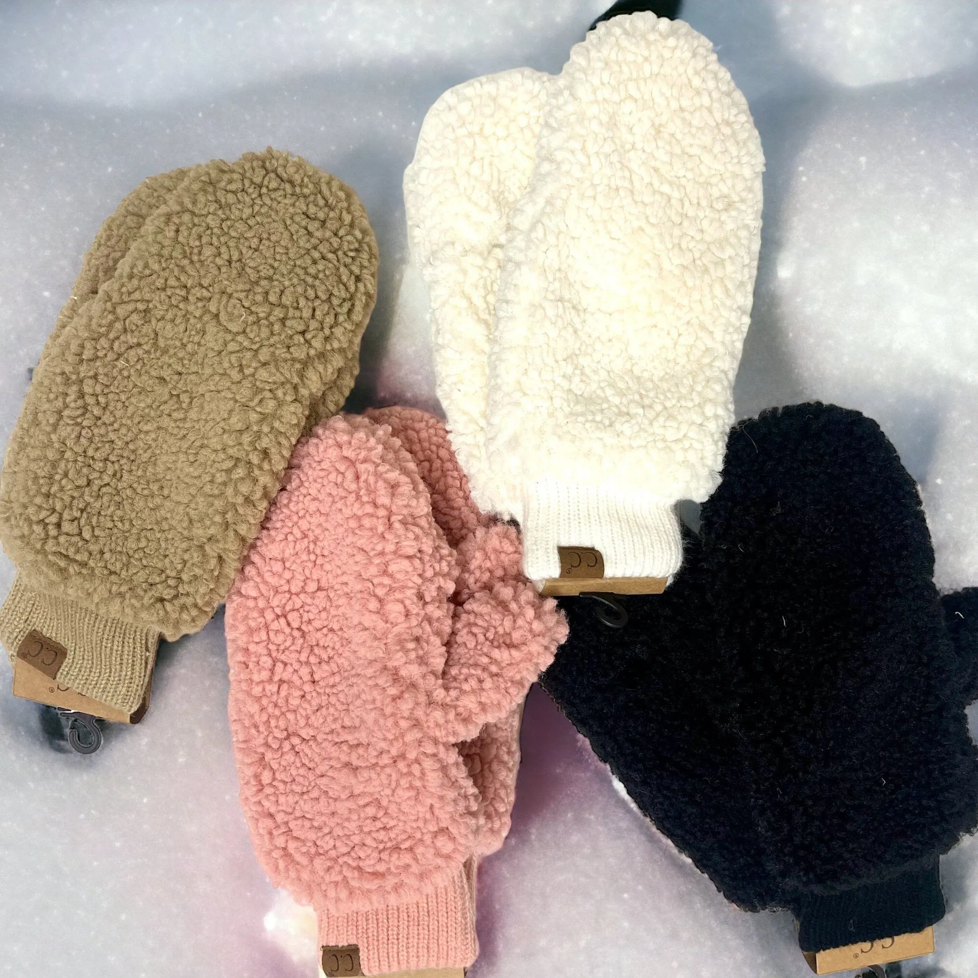 Fuzzy Lined Sherpa Flip-Top Mittens