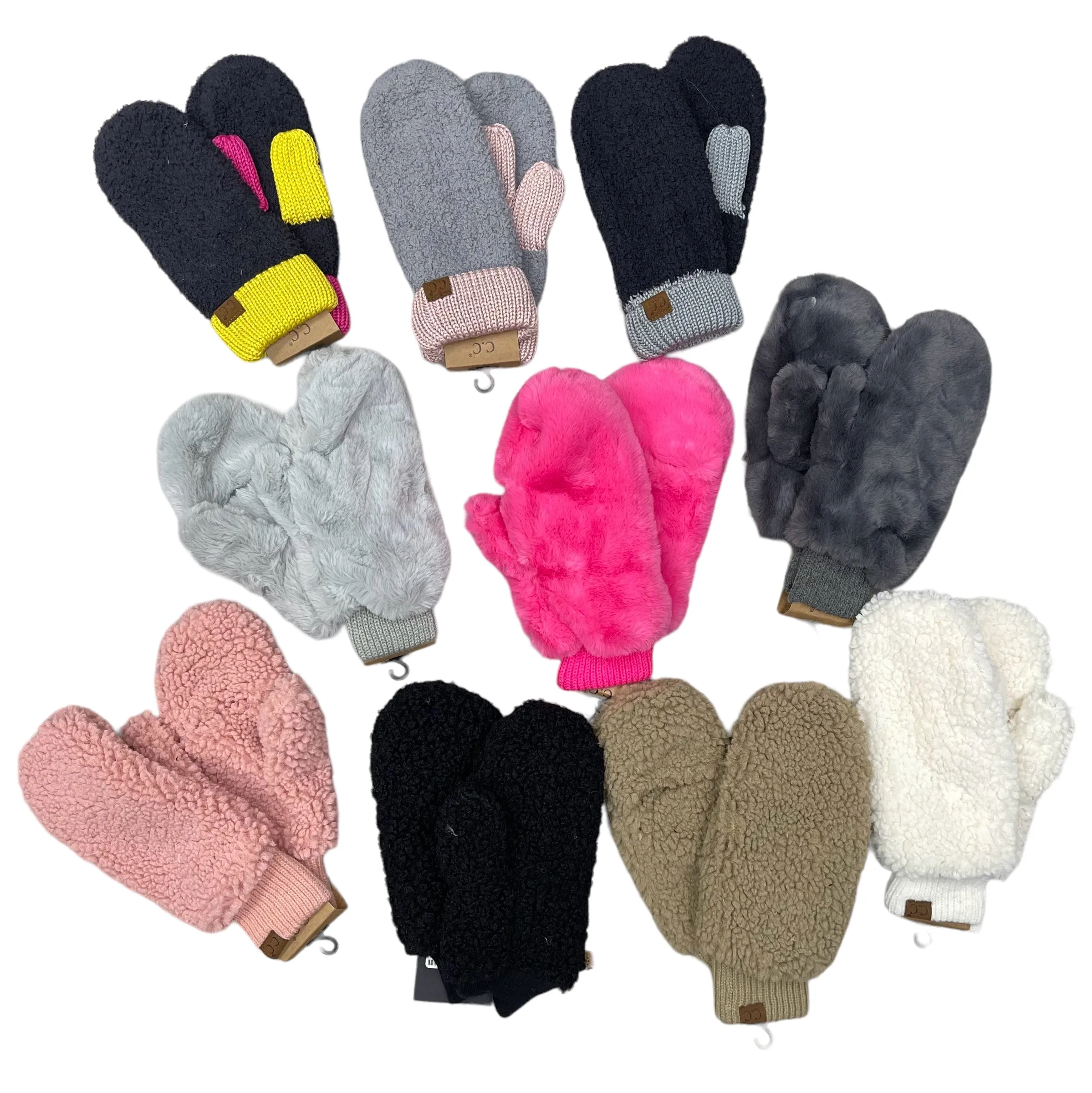 Fuzzy Lined Sherpa Flip-Top Mittens