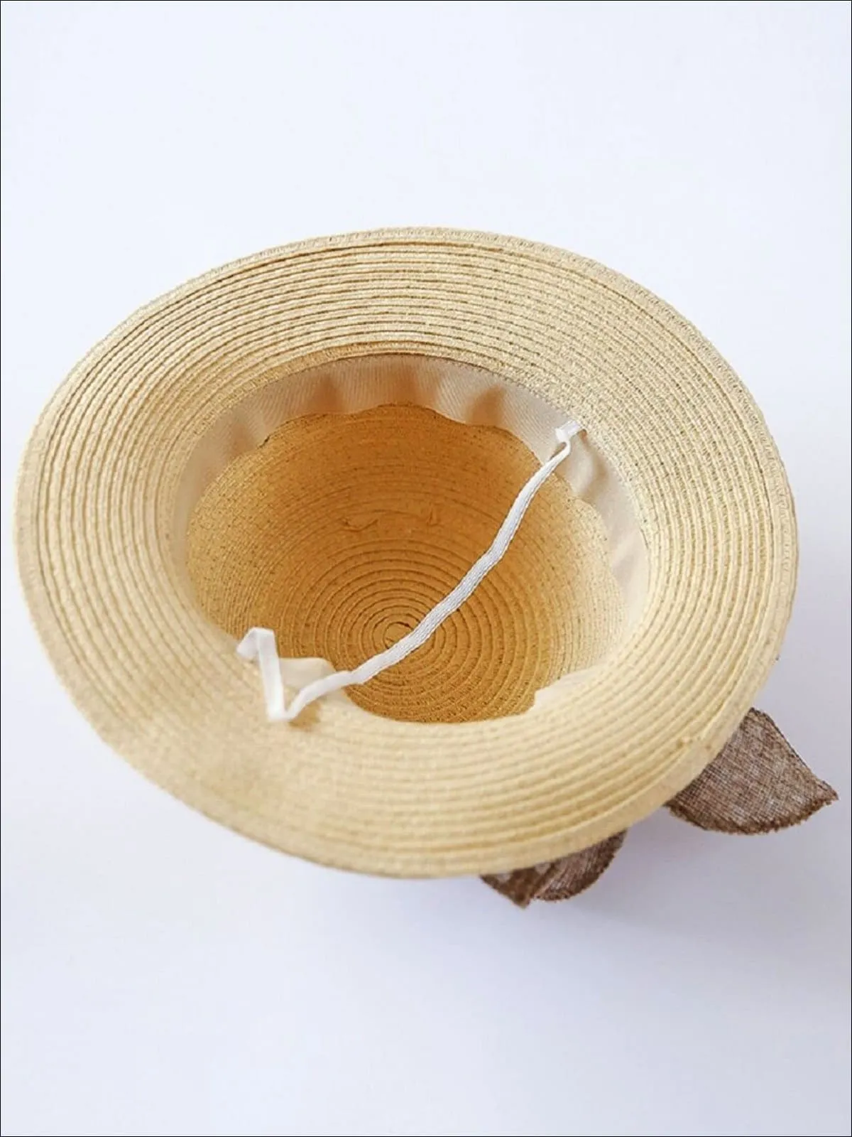 Girls Polka Dot Ribbon Banded Straw Hat