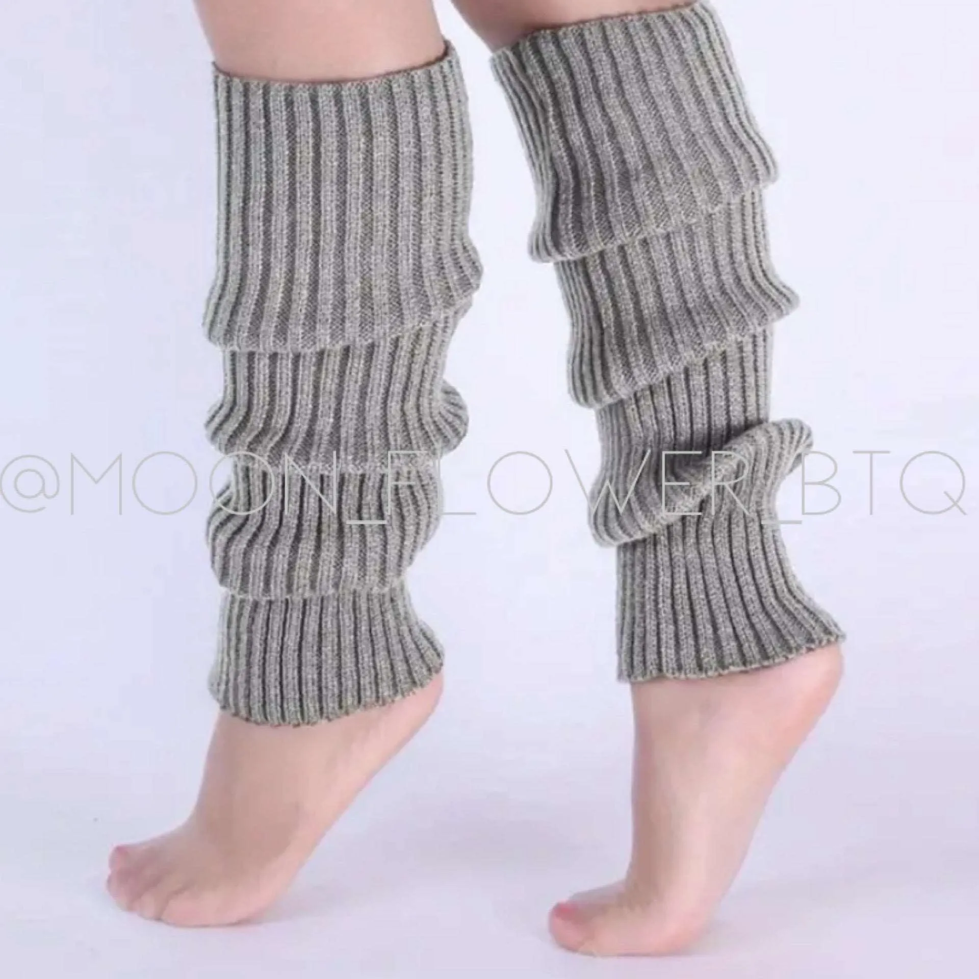 Gray Warm Knit Leg Warmers