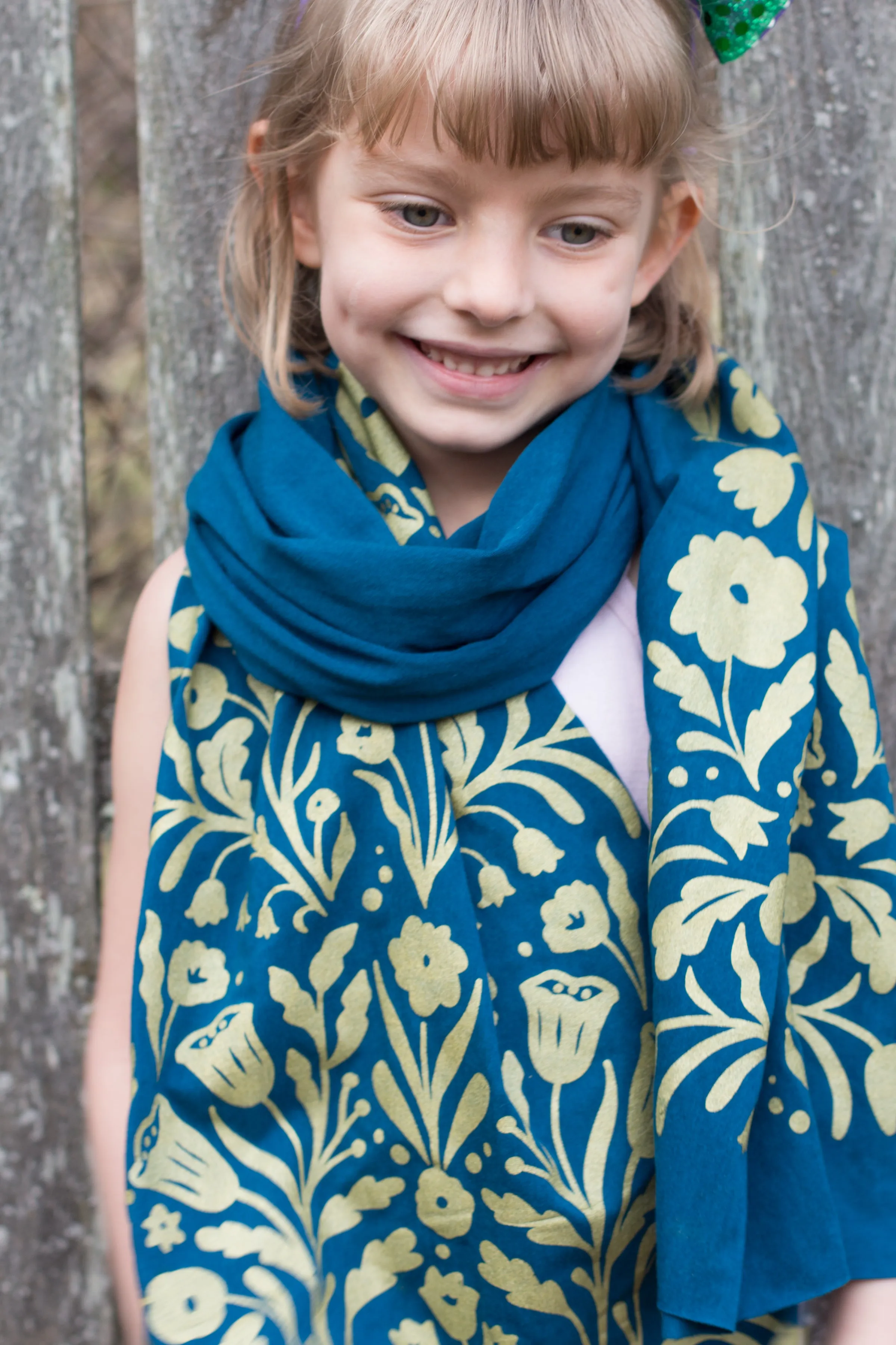 Hand-Printed Scarf- Painted Vine Pattern Handmade Scarf - Eco-Friendly Scarf