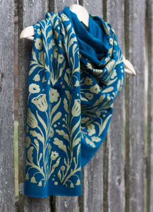 Hand-Printed Scarf- Painted Vine Pattern Handmade Scarf - Eco-Friendly Scarf