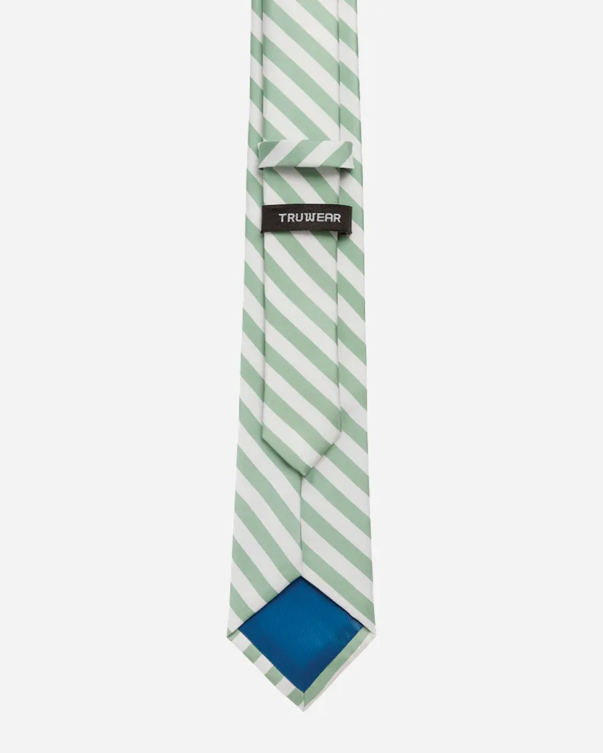 Immortal Green & White Striped Dress Tie