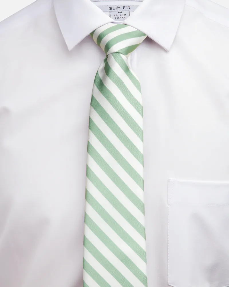 Immortal Green & White Striped Dress Tie